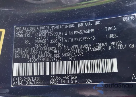 2016 Toyota Highlander Limited V6 from USA, damaged, VIN 5TDDKRFH4GS324296